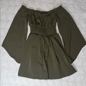 SHEIN Olive Strapless Dress
